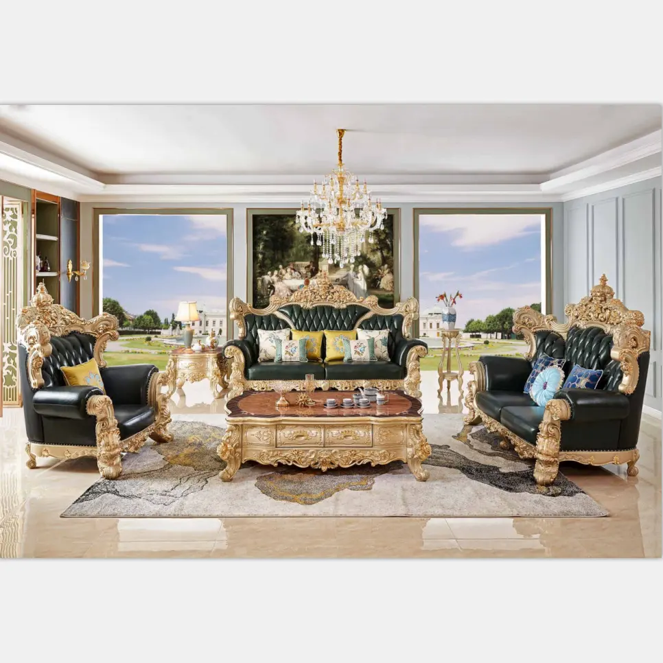 Haoyu disesuaikan royal istana sofa kayu padat desainer Eropa sofa king Italia sofa ruang keluarga set furnitur