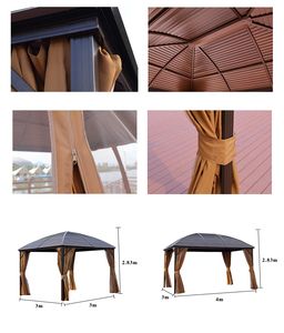 Lều Ngoài Trời Lều <span class=keywords><strong>Gazebo</strong></span> Sân Vườn Biệt Thự Mái Che Nắng Bằng Hợp Kim Nhôm Gian Hàng Bốn Cột Lều Cứng Chống Mưa - Product Image 6