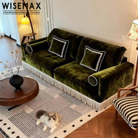 WISEMAX FURNITURE Meubles de salon de style nordique moderne, canapé en tissu velours 3 places pour hôtel, appartement, villa