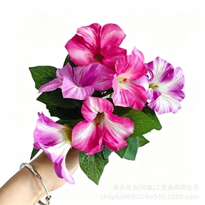 ช่อดอกไม้ประดิษฐ์รูปดอกมอร์นิ่งกลอรี สีชมพูอมม่วง สำหรับตกแต่งงานแต่งงาน โรงแรม ใช้ภายในอาคาร - Product Image 5