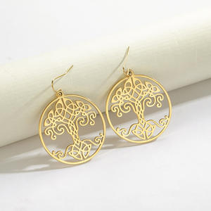 Nuovo arrivo <span class=keywords><strong>orecchini</strong></span> alla moda in <span class=keywords><strong>acciaio</strong></span> inossidabile per le donne fatto a mano elegante elegante Logo <span class=keywords><strong>albero</strong></span> <span class=keywords><strong>della</strong></span> <span class=keywords><strong>vita</strong></span> graziosi gioielli a Clip - Product Image 3