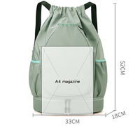 Sac à dos de sport multifonctionnel avec cordon de serrage et compartiment pour raquettes de badminton et de tennis