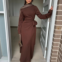 Robe Abaya Mexizo personnalisée à nouer sur le côté, manches longues, robe longue enveloppante, robe islamique pour femmes musulmanes, Dubaï