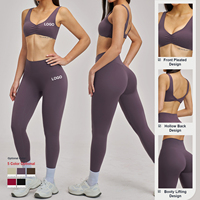 Ensemble de yoga pour femmes : Soutien-gorge de sport et leggings taille haute sans couture, effet ventre plat, extensible, pour l'entraînement et les activités sportives