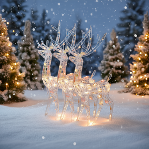 Décorations de Noël en acrylique en forme de rennes, ensemble de 3 pièces, 47,2 pouces, multicolores, style traditionnel - Product Image 2