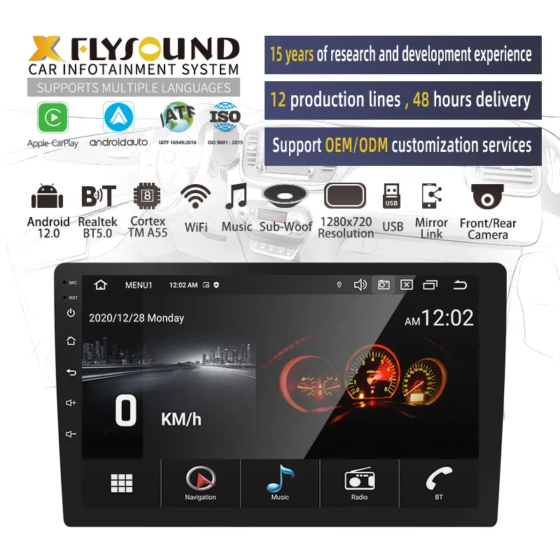 Servicios ODM multifuncionales Flysonic adecuados para 15 marcas europeas Android Car radio 10 pulgadas Android Car DVD Player