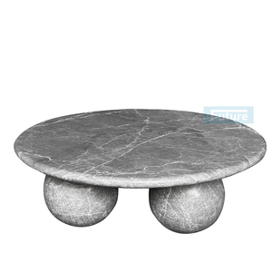100 pur marbre rond haut luxe <span class=keywords><strong>gris</strong></span> marbre <span class=keywords><strong>Table</strong></span> basse <span class=keywords><strong>Table</strong></span> à thé avec jambe en forme <span class=keywords><strong>de</strong></span> boule pour la maison salon fête concepteur - Product Image 6