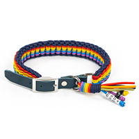 Collier pour chien en nylon tressé arc-en-ciel, personnalisé avec des perles de nom, doux, résistant à l'usure, collier tissé pour animaux de compagnie