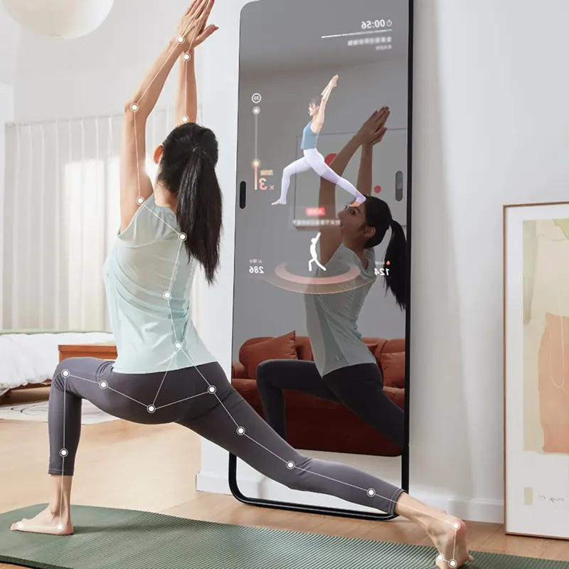 Miroir d'entraînement intelligent avec écran tactile LCD pour le yoga, la gym à domicile, le sport, le fitness et l'entraînement.