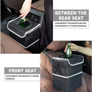 Free Sample Black <b>Car</b> Garbage Bag Trash <b>Bin</b> Trash Can With Lid Storage Pocket - Product Image 6