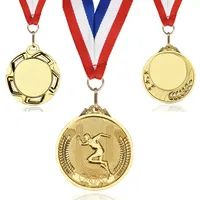 Médailles sportives personnalisées en gros, médailles vierges et trophées en métal avec ruban pour le football, la natation, le basketball, la course à pied et les jeux sportifs