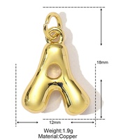 Vente en gros de breloques de lettre bulle initiale de ballon plaqué or 18 carats A-Z breloques de lettre pour collier bracelet fabrication de bijoux