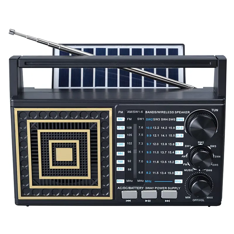 MLK-7933 Perfect Sound wireless Am/fm/sw 8 Band Best Reception radio Solar Powered Radios Music Player
