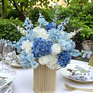 Sourcing Map Lot De 20 Têtes De Fleurs D'hortensia Artificielles Avec Tiges, Fleurs Artificielles En Soie Pour Bouquet, Table, Maison, Mariage, Centre