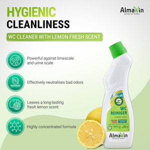 AlmaWin Brand WC Cleaner Fresh Lemon 750ml Lemony Fresh Toilettes et urinoirs contre le calcaire Détergent biologique végétalien - Product Image 3