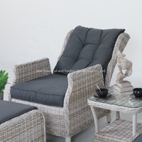 Joye Leisure Rattan Liegesofa 5-teiliges Set Outdoor Alu-Rahmen Garten-Liegestuhl Lounge-Möbel mit Ottoman und Kaffeetisch