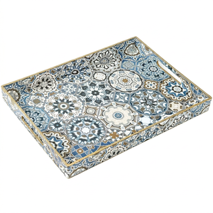 Plateau de service rectangulaire en MDF imprimé, design floral moderne, fait main, fonction suspendue, design unique, prix d'usine - Product Image 1