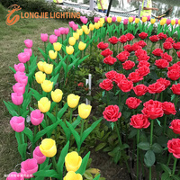 Décoration de fête et de mariage, fleurs de rose LED du Vietnam avec bâton, jardin, H:70CM