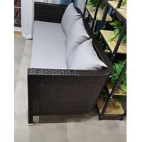 Ensemble de canapés d'extérieur en rotin PE avec coussins imperméables, mobilier de conversation en osier pour patio avec table basse en verre trempé pour jardin