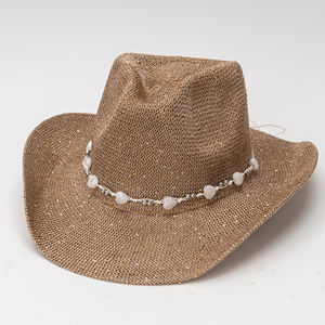 Chapeau de cowboy occidental européen américain unisexe, chapeau de jazz à large bord avec paillettes, chapeau d'été respirant, protection solaire - Product Image 5