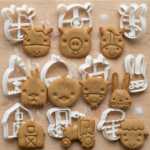 Cortador y Estampador de Galletas de Animales de <span class=keywords><strong>Granja</strong></span> de Plástico, Juego de Moldes para Fondant, Formas de Animales de Dibujos Animados en 3D para Hornear, Fondant y Manualidades - Product Image 1