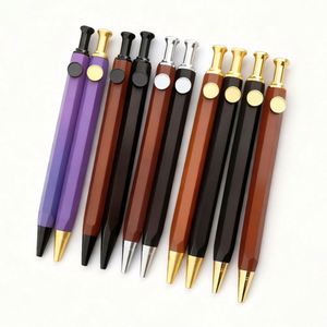 Wooden <b>Pen</b> Holder Metal Ballpoint <b>Pen</b> with logo Business Press Hexagonal Signature <b>Pen</b> with Custom logo for Corporate Gifts - Product Image 1