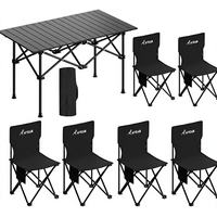 Ensemble table et chaises pliantes en aluminium portable pour 4/6 personnes, idéal pour le camping, les barbecues et les jardins