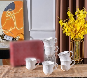 Vajilla Italiana al por Mayor, Juego de Platos y Tazas Blancos con Relieve para Varias Personas, para Fiestas, Juego Completo en Caja de Regalo - Product Image 1