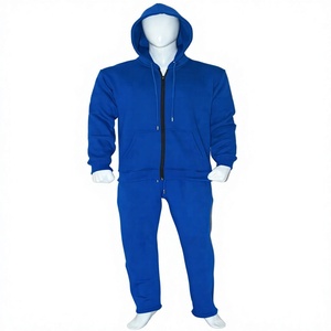 Ensemble de survêtement de sport bleu roi, sweat à capuche et pantalon de jogging, 100% coton biologique, tissu respirant, logo personnalisé, couleur et design sur mesure, OEM - Product Image 1