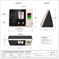 Máquina de Control de Asistencia con Descarga USB, Reconocimiento Facial, Huella Dactilar, PIN y Aviso por Voz, Función de Registro Transversal