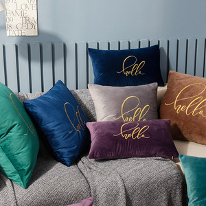 Gối tựa <span class=keywords><strong>sofa</strong></span> hình vuông bằng nhung trang trí, kiểu dáng mới, có thể tùy chỉnh, vỏ gối thêu chữ Anh - Product Image 2