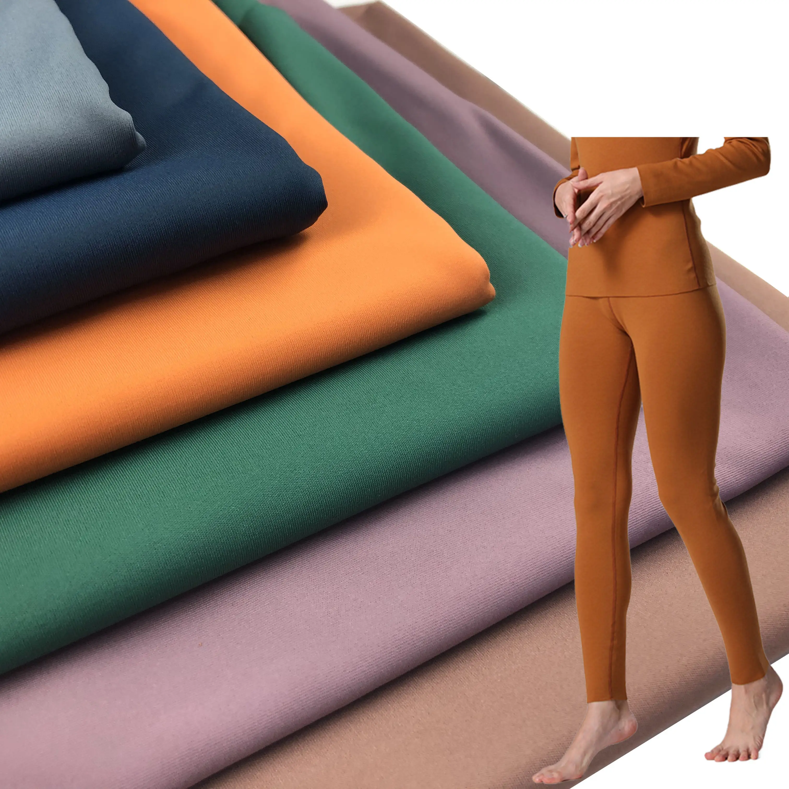 En gros sans couture textile coupe libre 73 nylon 27 élasthanne en tissu double face pour le yoga soutien-gorge et pantalon