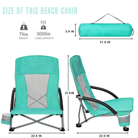 Vente en gros, cadre en aluminium personnalisé, Portable, extérieur, maille verte, siège bas, enfants, chaises de plage pliantes avec impression