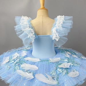 Tutú de <span class=keywords><strong>Ballet</strong></span> Profesional para Niñas, Falda de Tul con Plumas para Actuaciones de Danza - Product Image 3