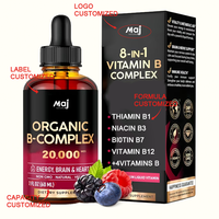 Gouttes liquides de complexe de vitamines B (B1, B6, B12, acide pantothénique) 60 ml, marque privée OEM, pour le soutien immunitaire, l'énergie et l'amélioration du métabolisme