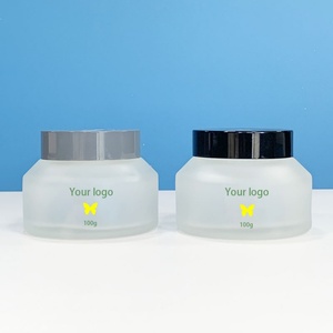 Customized Printing 100g Slanted Shoulder Cosmetic Jar clear Frosted Face Cream Jars with Plastic Lid for Skin Care - Product Image 1