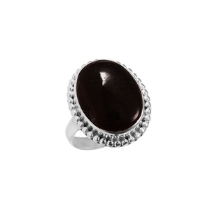 Bague en argent sterling 925 pour femmes de style bohème faite à la main en onyx noir ovale cabochon lunette réglage cadeau d'anniversaire classique - Product Image 1