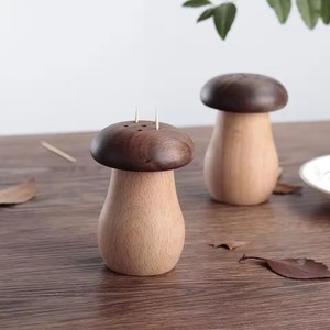 Creative Walnut Wood Mushroom Head <b>Toothpick</b> Dispenser Cute Container for Home Kitchen Restaurant Use - Product Image 5