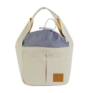 Sac à déjeuner isotherme en toile grande capacité personnalisé 2026, sac fourre-tout de pique-nique de voyage, mini boîte de rangement beige - Product Image 2