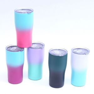 Gobelet thermique incurvé de 20 oz, en acier inoxydable avec revêtement en poudre, à double paroi, isolé sous vide, avec couvercle 2 en 1 - Product Image 2