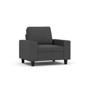 Sillón Individual Rectangular Gris Oscuro para Sala de Estar, Hecho de Poliéster Resistente - Product Image 1