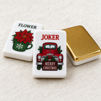 Tuiles de Mahjong de Noël dorées, directement de l'usine, en acrylique, pour soirées de jeu en famille