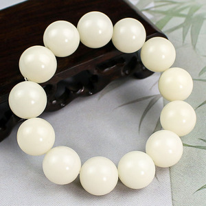 White Bodhi Root <b>Bracelet</b> 17mm Round Beads Unisex Religious Jewelry Collectible Cultural Accessory - Product Image 4