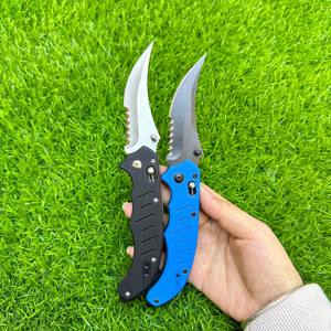 Cool Shape 440C Acero Axial Lock Premium Camping Cuchillo plegable con escala G10 Satén Pulido Pico Hoja dentada Cuchillo plegable - Product Image 2