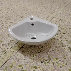 Fornitore di fabbrica bagno indipendente a forma di triangolo lavabo appeso a parete di piccole dimensioni
