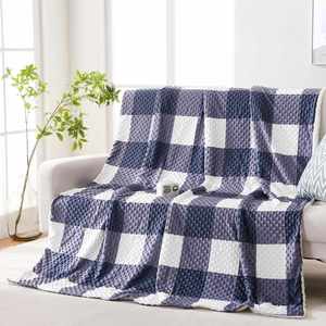 Manta de Sherpa, manta de cama gruesa a cuadros dobles, manta cálida de felpa de terciopelo Reversible de lana difusa de franela súper suave para sofá - Product Image 3