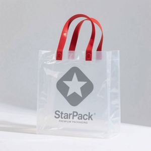 Sac de courses personnalisé recyclable en polyéthylène avec poignée annulaire souple, en LDPE/HDPE, pour supermarché, emballage de vêtements, avec logo - Product Image 5