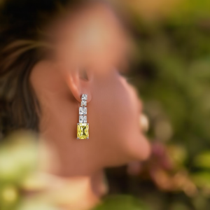 Boucles d'oreilles pendantes de luxe E3150 en argent 925 avec cristal citrine, bijoux de fête géométriques pour femme, sertissage griffe - Product Image 2