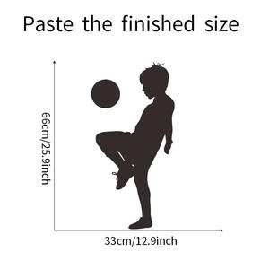 Autocollants muraux en silhouette de garçon de football noir et blanc, décoration de chambre d'enfant, papier peint auto-adhésif - Product Image 6