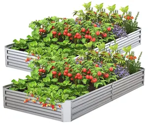야채에 대한 아연 도금 금속 제기 정원 침대 야외 정원 제기 화분 상자 뒤뜰 안뜰 화분 제기 침대